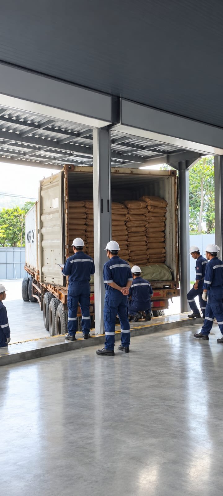 Container Loading at cocoa powder manufacturer